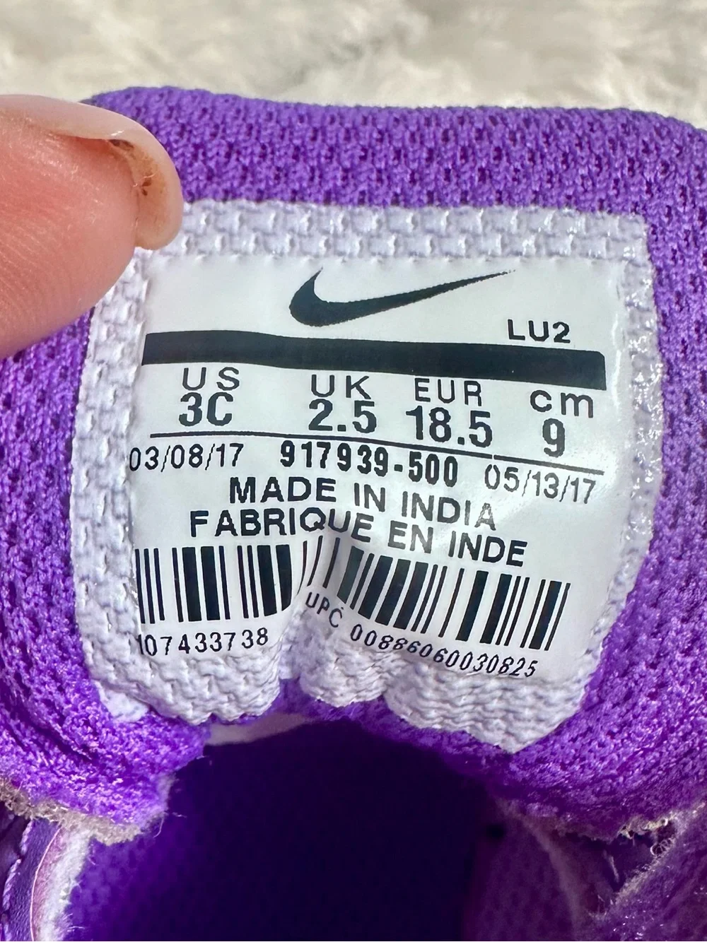 NIKE Infant Purple Knit Athletic Shoes Size 3c EUC NIKE BABY  *Fast Shipping!!!*